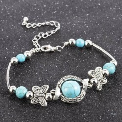 Nincs szín - Boho Jewellery 925 ezüst türkiz karperec mandzsetta karkötő tibeti zöld női ajándék