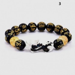 * 3 - Feng Shui fekete obszidián gyöngy ezüst Pi Xiu vagyon karkötő Szerencsés ékszer USA