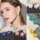 * 37 - Divat Boho festmény nagy virágok fülbevaló fülbevalók női báj ékszerek 1 pár