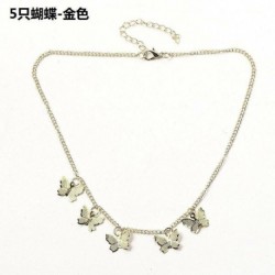 5-pillangó / arany - Divat női arany ezüst pillangó medál nyaklánc choker lánc ékszerek USA