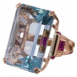 7 - 10.4CT Emerald Aquamarine Diamond divat eljegyzés 14K rózsaszín arany gyűrű