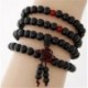 * 2 Fekete - 108 gyöngy 6 mm-es fa természetes szantálfa-buddhista Buddha ima gyöngy Mala karkötő