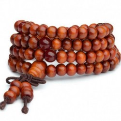 * 1 Sárga - 108 gyöngy 6 mm-es fa természetes szantálfa-buddhista Buddha ima gyöngy Mala karkötő