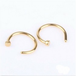 Arany - 2x rozsdamentes acél orr nyitott karika gyűrű fülbevaló testpiercing csavarok elegáns ékszerek