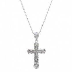 Ezüst - Crystal Cross nyaklánc gyémánt medál ékszerek keresztény feszület lánc Unisex