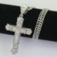 Ezüst - Crystal Cross nyaklánc gyémánt medál ékszerek keresztény feszület lánc Unisex