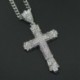 Ezüst - Crystal Cross nyaklánc gyémánt medál ékszerek keresztény feszület lánc Unisex