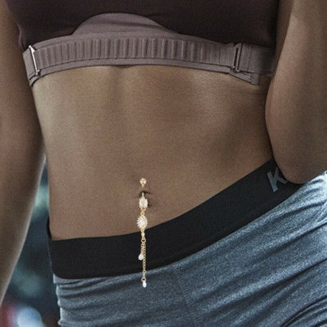 Nincs szín - Strassz testpiercing Dangle Crystal Navel hasgombos rúd súlyzó gyűrűk Új