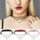 Piros - Női punk choker nyaklánc gallér PU bőr gótikus szív hosszú lánc Egyesült Királyság