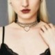 Piros - Női punk choker nyaklánc gallér PU bőr gótikus szív hosszú lánc Egyesült Királyság