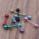 Nincs szín - 7db 14G színes műtéti acél nyelvcsúcs Helix gyűrűk Piercing testékszerek