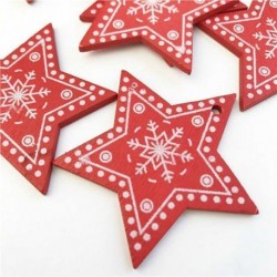 Vörös csillag 1 - 10db fából készült karácsonyfa függő dísz DIY Xmas medálok ajándékdíszek