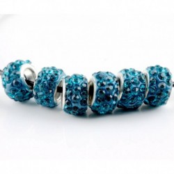 Pávakék - 20db EZÜST MURANO ÜVEGGÉPEK LÁMPÁK Fit European Charm karkötő DIY ékszerek