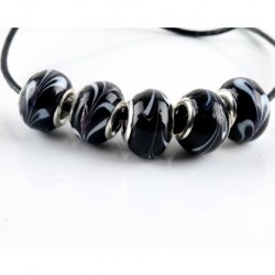 9 * - 5db SILVER MURANO GLASS BEAD Fit European Charm karkötő ékszer készítés