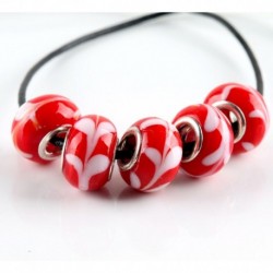 6 * - 5db SILVER MURANO GLASS BEAD Fit European Charm karkötő ékszer készítés