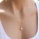 * 39 Arany kettős lánc gyöngy - Vintage többrétegű kristály medál nyaklánc női choker nyaklánc ékszerek új