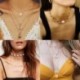 * 39 Arany kettős lánc gyöngy - Vintage többrétegű kristály medál nyaklánc női choker nyaklánc ékszerek új