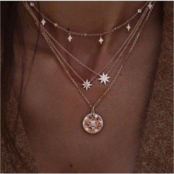 * 9 Többrétegű kristályarany ... - Vintage többrétegű kristály medál nyaklánc női choker nyaklánc ékszerek új