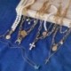 * 66 Arany Hold kagyló nyaklánc - Vintage többrétegű kristály medál nyaklánc női choker nyaklánc ékszerek új