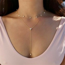 * 65 Arany kristály nyaklánc - Vintage többrétegű kristály medál nyaklánc női choker nyaklánc ékszerek új