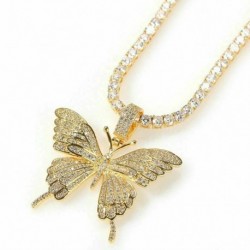 Arany* - Pillangós medál nyaklánc strasszos ragyogó nyilatkozat Crystal Charms Choker