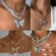 Arany* - Pillangós medál nyaklánc strasszos ragyogó nyilatkozat Crystal Charms Choker