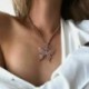 Arany* - Pillangós medál nyaklánc strasszos ragyogó nyilatkozat Crystal Charms Choker