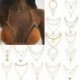 * 2 Ezüst egyszerű szív nyaklánc ... - Vintage Boho női többrétegű hosszú lánc medál ötvözet choker nyaklánc