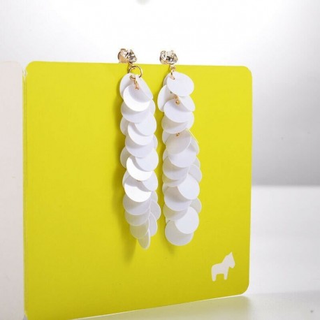 fehér - Női divat flitter fülbevalók hosszú bojt rojt Boho Dangle fülbevalók ékszerek