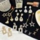 72 arany pillangós fülbevaló - Luxus kristálygyöngy fülbevalók női geometriai fülbevalóval Dangle Xmas ékszer