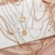 17. típus - Boho egyszerű többrétegű Choker Dainty ezüst arany kristály lánc medál nyaklánc