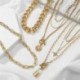 17. típus - Boho egyszerű többrétegű Choker Dainty ezüst arany kristály lánc medál nyaklánc