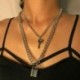 Arany* - Punk Goth kettős rétegű hosszú lánczáras kulcstartó Choker nyaklánc ékszer ékszer ajándék
