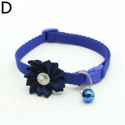 Kék - Strassz virág állítható cica gallér harang macska kisállat kiskutya pattintós csat