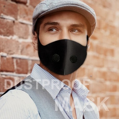 Fekete - Fekete újrafelhasználható légszűrő PM2.5 szűrők maszk motorkerékpár arc maszk szélvédő maszkok