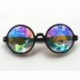 fekete - Tiszta kerek szemüveg Kaleidoszkóp szemüveg Crystal Lens Party Rave zenei fesztivál napszemüveg barát ajándék
