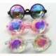 fekete - Tiszta kerek szemüveg Kaleidoszkóp szemüveg Crystal Lens Party Rave zenei fesztivál napszemüveg barát ajándék
