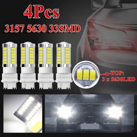fehér - 4db fehér 3157 3457 3057 jel 33SMD hátsó hátsó hátsó hátsó fordulatú LED izzó