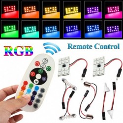 360 fokos fény 16 statikus színű távirányító 2PCS T10 5050 12 SMD RGB autó tető kupola olvasó LED fény lámpa izzó