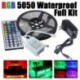 EU csatlakozó - RGB 5050 SMD LED szalagfény RGB 5M szalagos dióda DC távirányítóval