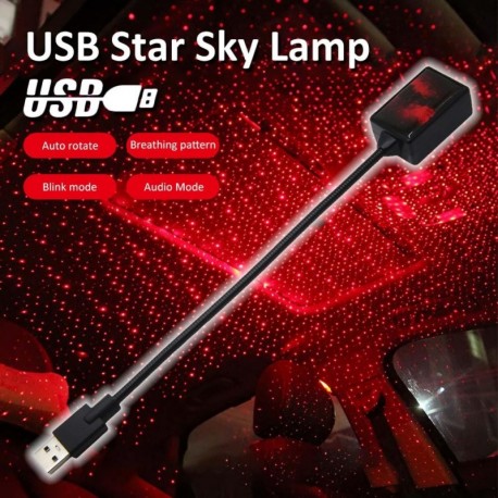 Piros - 12 V-os USB belső autós légköri lámpák Gépkocsik Vetítő dekoratív kartámasz romantikus csillagos égbolt