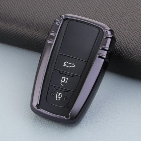 Fekete - Autós kulcstartó fedél Fob tartó Toyota Camry CHR Prius Avalon RAV4 Corolla részére Gyors szállítás CSV