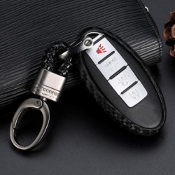 Fekete - Kiváló minőségű 1x szénszálas stílusú autó kulcstartó a Nissan Infiniti tartozékaihoz Autós kiegészítők