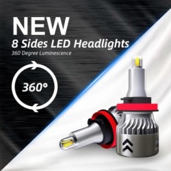 8 oldalas CSP H11 / H9 / H8 360 fényes ködlámpa LED fényszóró izzókészlet 110W 19600LM Super Mini ködlámpák LED