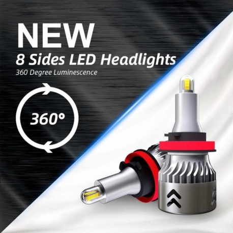 8 oldalas CSP H11 / H9 / H8 360 fényes ködlámpa LED fényszóró izzókészlet 110W 19600LM Super Mini ködlámpák LED