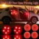 Piros - 4db automatikus érzékelő funkciós autó 5 LED-es nyitott ajtó figyelmeztető lámpa villogó villogása ütközés