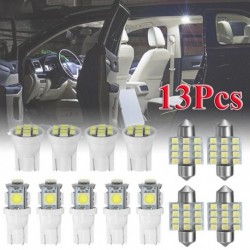 Led Lights készlet - AKCIÓ 13db fehér automatikus LED izzók 12V autó belső lámpák a kupola rendszámtábla-lámpához
