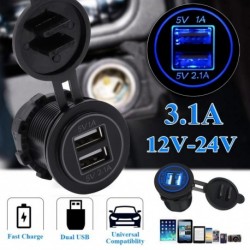 Fekete - Új frissítés 12V-24V autós cigarettagyújtó kettős 1A / 2.1A USB portos töltő Áramellátás carro Gyors