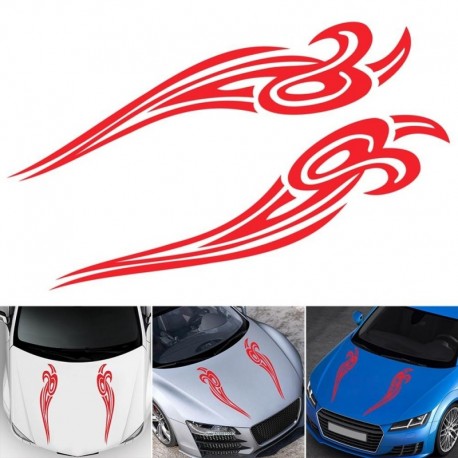 Hajók: Kínából - 2020 Car Flame Stripes Black Vinyl Truck Hood Decal Front matricák carro voiture Gyors szállítás CSV