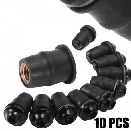 Fekete - 10PCS motorkerékpár M5 5 mm metrikus gumi szélvédő burkolat kút anya kagyló szélvédő csavar automatikus